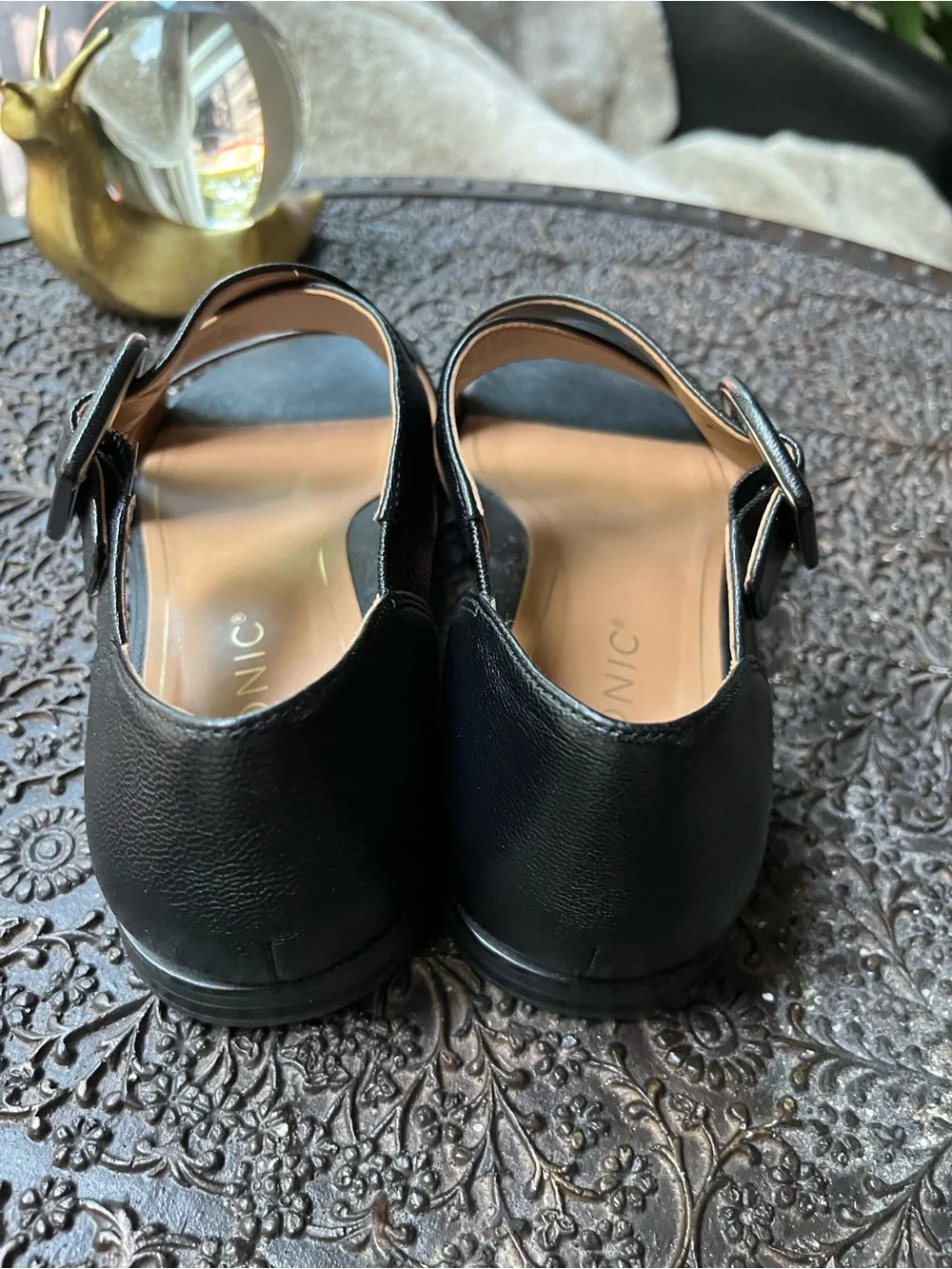 NEW VIONIC PACIFICA BLACK LEATHER SANDALS 8.5 W WIDE